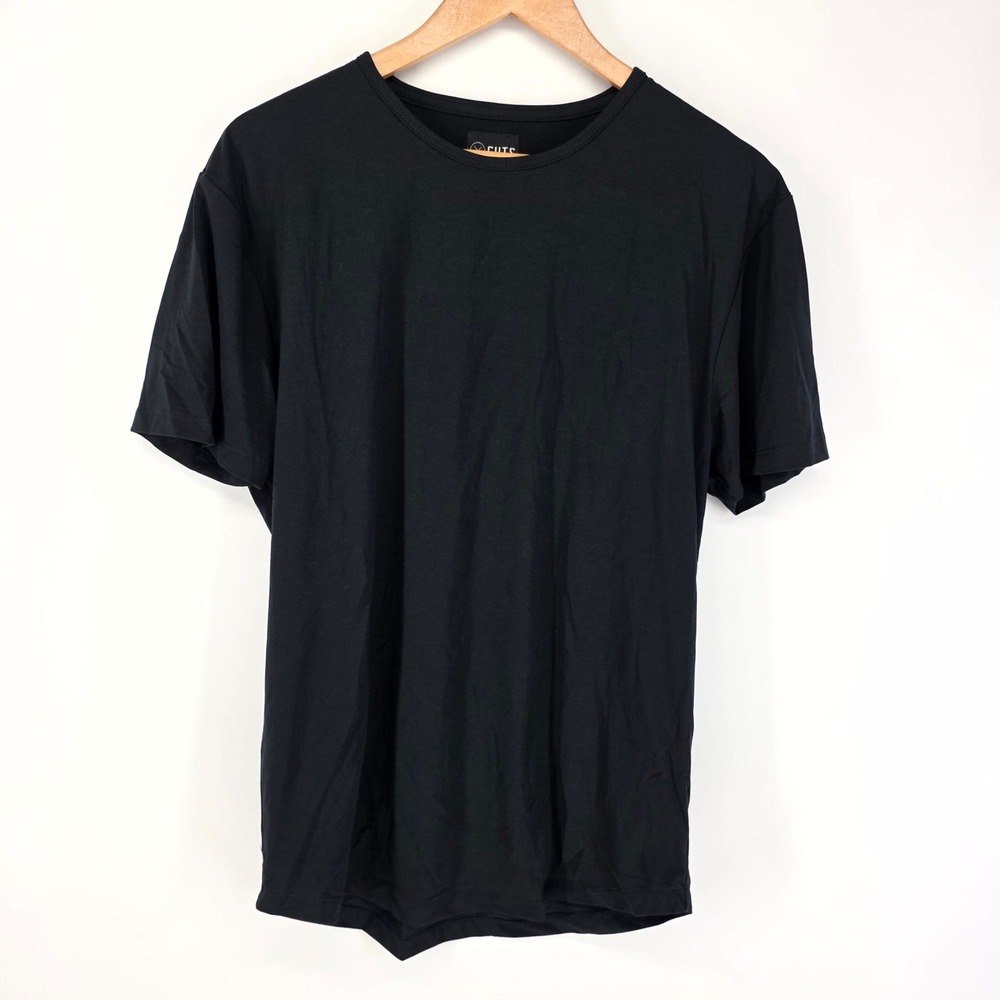 Cuts Curve-Hem T-Shirt Mens XL Black PYCA Pro Crew Neck Short Sleeve Tee 8661